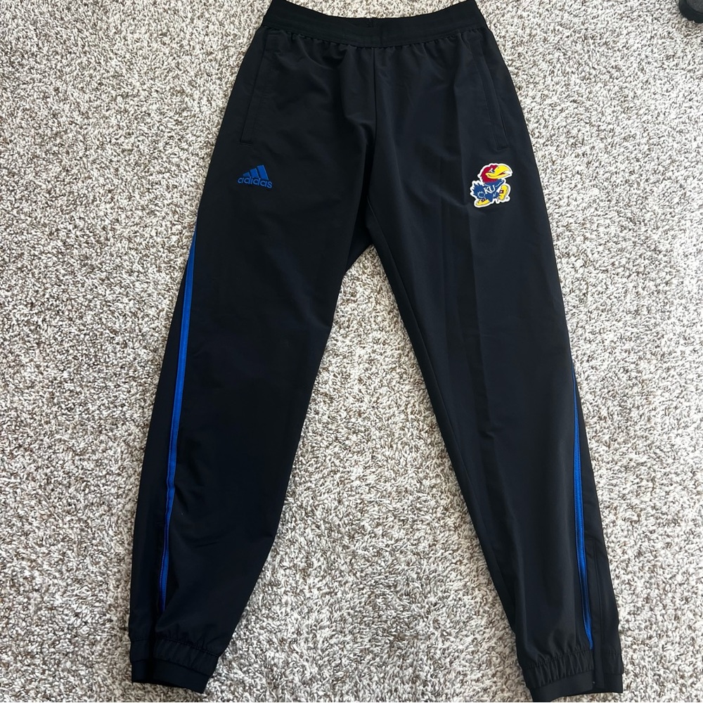University of Kansas KU Jayhawks Adidas Black Joggers Sz S